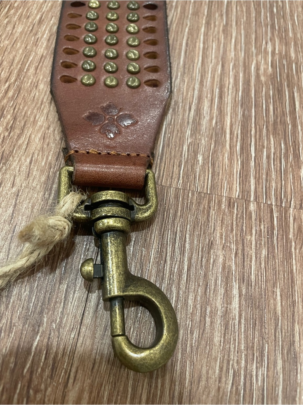 Patricia Nash Brown Italian Leather Studded Strap with Antique Brass Hardware - Picture 2 of 4